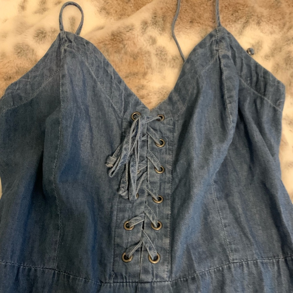 Aero corset top jumpsuit / denim